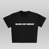 Black cat energy baby tee - black